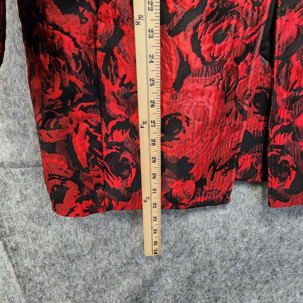 Chico's Wild Poppy Rose Jacquard Topper Jacket Red‎ Black Size 2 US 12/14 NEW - Picture 12 of 12